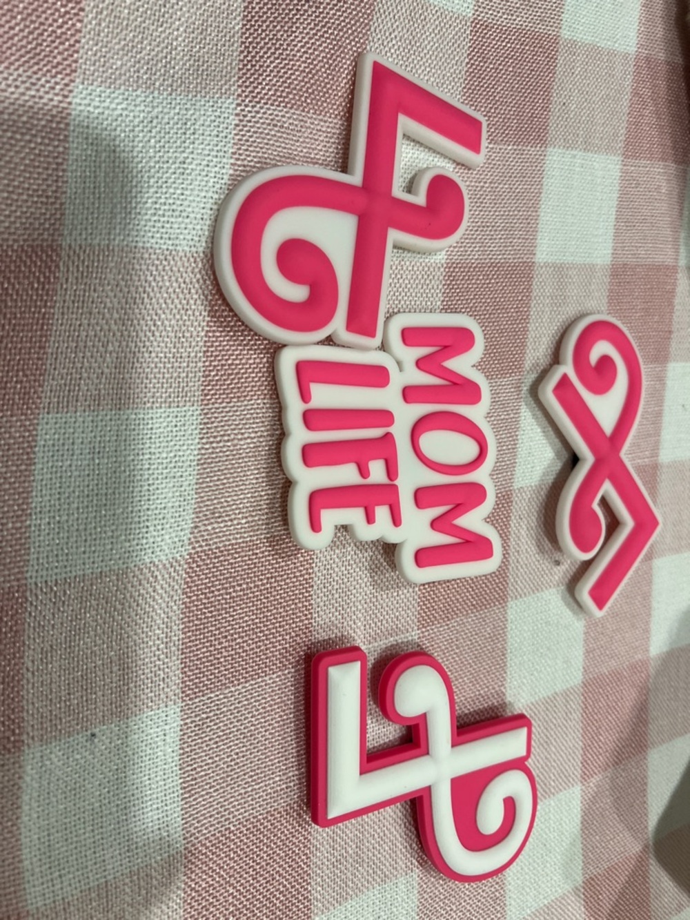 Mom Life Pink White beach bag Charms 4 pcs